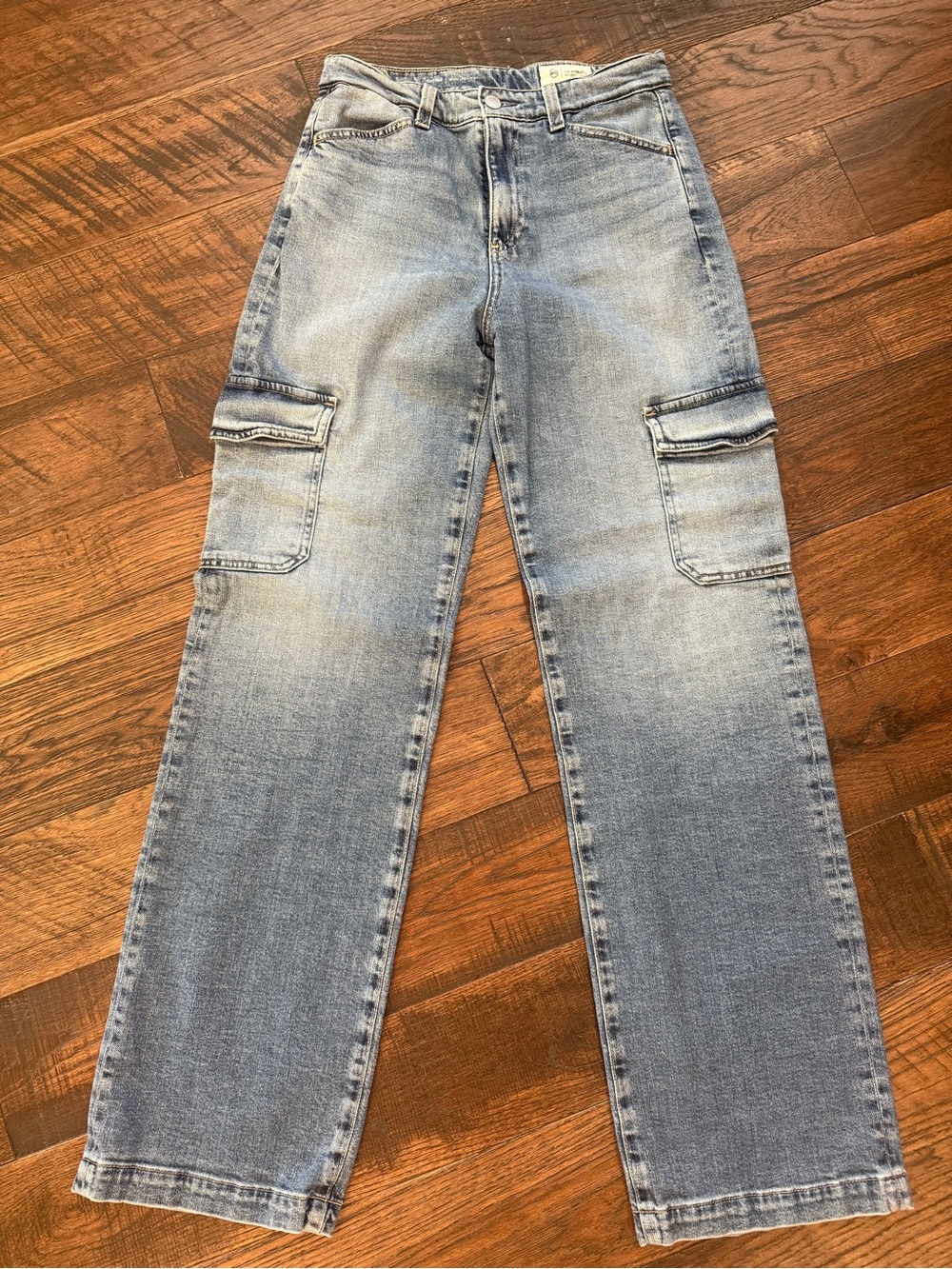 AG Adriano Goldschmied Light Blue Boyfriend Cargo Jeans